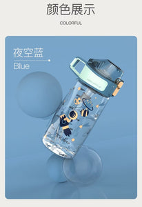 TKK Straw Sippy Water Bottle (450ml) - BLUE