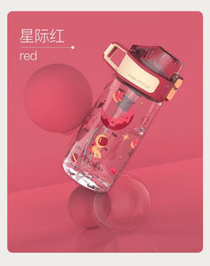TKK Straw Sippy Water Bottle (450ml) - RED