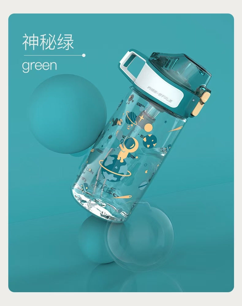 TKK Straw Sippy Water Bottle (450ml) - GREEN
